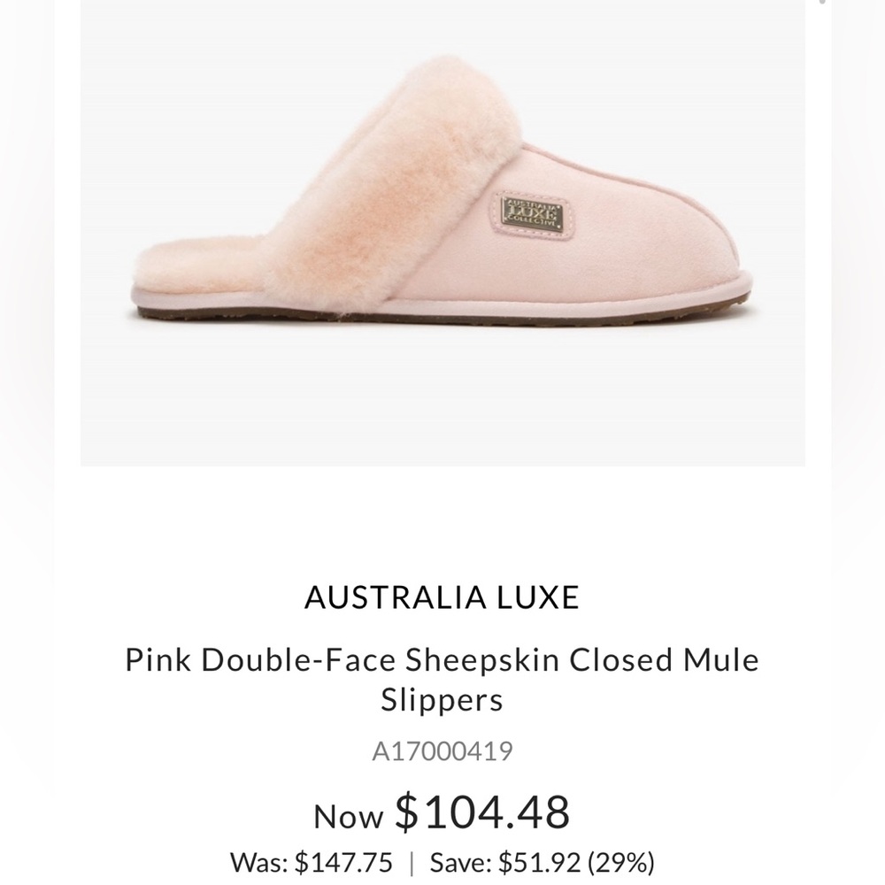 AUSTRALIA LUXE
Pink Double-Face Sheepskin Closed Mule Slippers